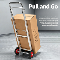 Carretilla Plegable de Aluminio con 2/4 Ruedas 2020A, Capacidad de Carga de 150 kg, Ruedas de Goma, Mango Telescópico, Plegado en 1 Segundo, Carretilla Portátil