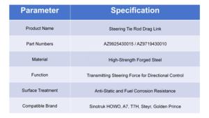 Tirante dello sterzo AZ9925430015 AZ9719430010 per Sinotruk HOWO A7 T7H Ricambi del sistema di sterzo del telaio del camion M - Product Image 6