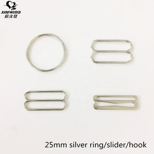 Đồ lót phụ kiện sinh thái thân thiện 25 mét Hợp kim kẽm Nickel miễn phí Bạc Áo ngực dây đeo điều chỉnh vòng và thanh trượt - Product Image 6