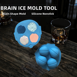 Moule à glace en silicone bleu à 4 cavités en forme de cerveau pour glaces, chocolats et plateaux à cocktails - Product Image 2
