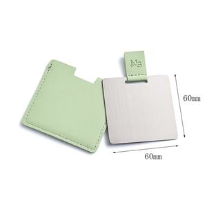 Beauty PU Leather Case Metal Portable <b>Compact</b> <b>Mirror</b> Cosmetic Pocket <b>Mirror</b> With PU Pouch - Product Image 3