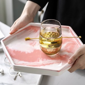Bandeja de cerámica moderna para joyería, baño, decoración de hotel, <span class=keywords><strong>forma</strong></span> hexagonal redonda <span class=keywords><strong>Rectangular</strong></span> - Product Image 3