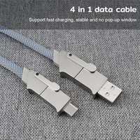 Câble de Données USB 2.0 à Charge Rapide 1M en Alliage de Zinc Quatre-en-Un Vendu Directement par le Fabricant