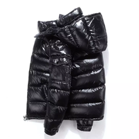 Blouson Bomber Hiver Brillant et Court Épais en Polyester/Coton Tendance à Capuche pour Hommes