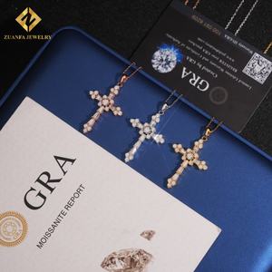Iced Out 925 Silver Hip Hop Style VVS Moissanite Diamond Women Jewelry Classic <b>Cross</b> Pendant <b>Necklace</b> GRA Certificate - Product Image 2