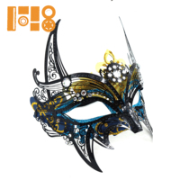 Masque de fête tendance en PVC peint et orné de strass métalliques, roi démon, fête dansante d'amitié en plusieurs couleurs, vente en gros