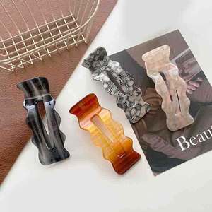 Grande pince à bec de canard en acétate coréen 11.5cm pince latérale surdimensionnée à ligne colorée acide acétique grand volume de pince à cheveux - Product Image 2