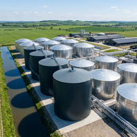 Digesteur de biogaz à grande échelle en acier au carbone Q355B, réacteur de 5000 m³ avec cuve automatique en verre doublée, boulonnée, anti-corrosion, sur mesure