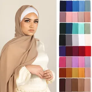Foulard musulman femmes arabes boîtes de prière en mousseline de soie froissée khimar musulmans hijabs et bonnet assorti avec niqab
