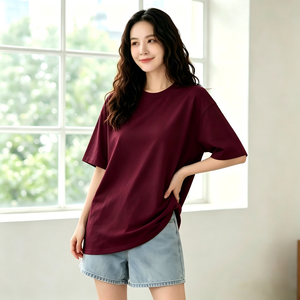 T-Shirt Personalizzata da Uomo 100% Cotone 400GSM, Alta Qualità, Oversize, Stile Street, Grafica Vintage POD, Unisex, Casual, Manica Corta, Bordeaux - Product Image 3