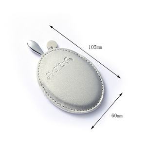 Miroir de poche ovale compact moderne et élégant en PU avec poignée pour la vente au détail - Product Image 2