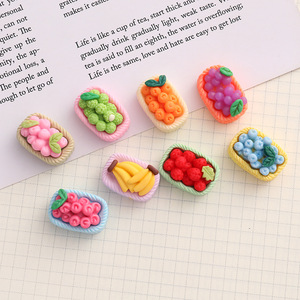 <span class=keywords><strong>Mini</strong></span> panier de fruits 3D en résine, charme alimentaire pour aimant de réfrigérateur, décoration de maison de poupée - Product Image 1
