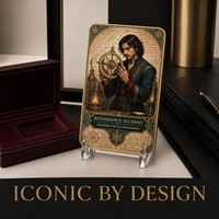 Carte de collection personnalisée en métal, série Renaissance Alchemy, gravée en 3D, plaquée or, luxe, souvenir, cadeau, vente en gros