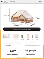 Tente gonflable automatique de luxe quatre saisons à double couche, grande ouverture, imperméable, pour camping extérieur, 6,3 mètres carrés, couleur kaki