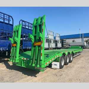CIMC 80ton 17m Cubierta de caída de cama baja Cargador de cama baja de 3 ejes Remolque Lowboy con rampa mecánica Precio de semi camión - Product Image 1