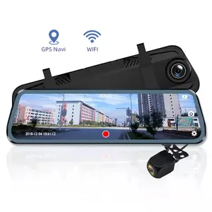10 "ayna DVR 4K WIFI GPS araç kamerası kaydedicisi çift kamera Dvr aynalar ön 4K ve arka 1080P Dash kamera akış kaydedici vehic