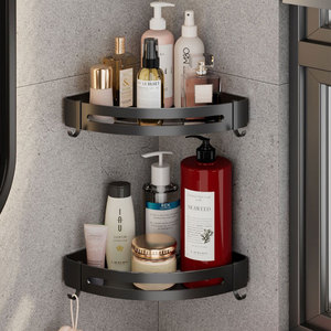 Mensola Angolare da Bagno a Parete Nera, Organizzatore Adesivo/Senza Viti, Doppio Uso, Top 1 Vendita Calda all'Ingrosso - Product Image 2