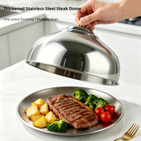 Cloche en acier inoxydable grande capacité, couvercle de luxe pour steak, finition miroir, résistant à la chaleur, compatible four et cuisinière à induction, pour aliments