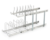 Étagère pliante à double couche en métal de haute qualité, rails coulissants lisses, durable, multifonctionnelle, pour ustensiles de cuisine