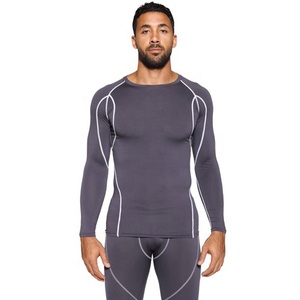 Men Sporty Bodybuilding Gym Yoga Base Layer High Fabric Soft Shirt Long Sleeve Regular Fit Quick Dry T-shirt <b>Compression</b> Tops - Product Image 2