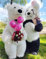 Costume d'ours polaire géant gonflable Costume de mascotte gonflable en fourrure pour adulte Personnage animal Vêtement gonflé pour accessoires de scène