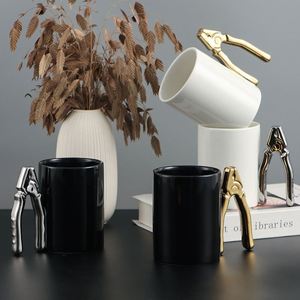 Tasse à café en céramique avec poignée au design créatif plaqué or et argent, outils de quincaillerie, logo publicitaire, cadeau, tasse à thé 3D - Product Image 5
