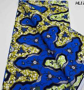 Mode Nigériane 2025 Nouveau Design Tissu Wax <span class=keywords><strong>Africain</strong></span> Véritable Wax Imprimé Pagnes 6 Yards Dentelle 100% Coton Durable - Product Image 1