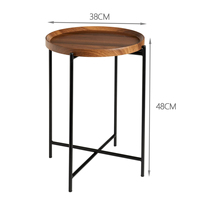 Table d'appoint moderne finition noyer avec plateau amovible, table basse pour petits espaces, table à boissons pour salon