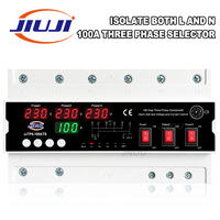 JIUJI Disjoncteur de protection contre les surtensions et les sous-tensions 100A avec indicateur de défaut et alarme sonore, sélecteur de phase 3 sources pour rail DIN CE