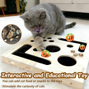 ZMaker - Nuevo Juguete de Madera para Gatos, Caja de Rascador para Gatos, Rompecabezas de Madera con Papel de Lija - Product Image 4