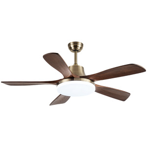 Retro <b>Ceiling</b> <b>Fan</b> Light With Led Solid Wood Blade For Living Room Bedroom Downrod Mount 220V - Product Image 3