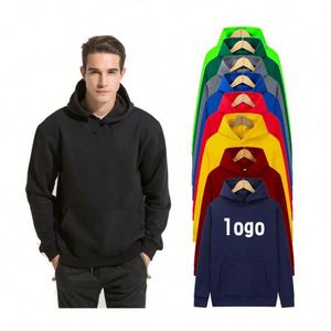 Pull-over en tricot 345g Spandex/Polyester à col montant, logo personnalisé, couleur unie, vêtements de travail d'automne, sweat-shirts décontractés pour hommes - Product Image 3