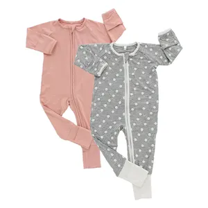 Professional Manufacturer Of Comfortable Unisex Baby Pajamas With Zipper Spandex Bamboo Fiber Baby Romper
