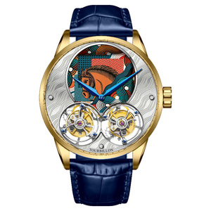 <span class=keywords><strong>Montre</strong></span> <span class=keywords><strong>Homme</strong></span> OEM/ODM Personnalisée Nouveau Design 2026 Cheval du Zodiaque Double Tourbillon Lumineuse Étanche - Product Image 6