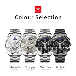   Montre à quartz de luxe pour homme, style tourbillon, étanche, en acier inoxydable, avec phases de lune, chiffres romains, logo personnalisé, fabrication OEM 3640 - Product Image 6