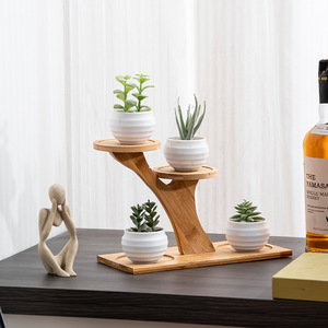 Supporto per <span class=keywords><strong>Piante</strong></span> in Bambù Naturale Cromato Multistrato Moderno per Scrivania, <span class=keywords><strong>Balcone</strong></span>, Soggiorno - Ecologico, Capacità 3-6L per <span class=keywords><strong>Fiori</strong></span> - Product Image 3
