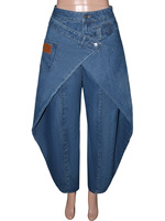 Nouveau Jean Ample Femme 2027 à Effet Superposé Unique, Taille Haute, avec Bretelles Croisées, Jupes-Pantalons en Denim à Jambes Larges, Style Hip Hop Streetwear