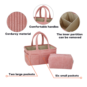 Organisateur de caddie de couches en velours côtelé doux de bonne qualité pour les sacs <span class=keywords><strong>à</strong></span> <span class=keywords><strong>langer</strong></span> hospitaliers avec étui <span class=keywords><strong>à</strong></span> cosmétiques de voyage moelleux - Product Image 5