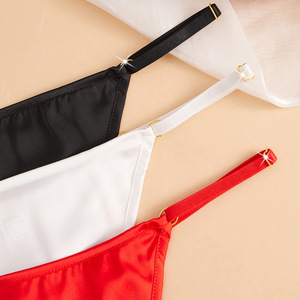 Women <b>Thong</b> Panties Low Rise Solid Color Seamless Polyester Fiber Black Red <b>White</b> - Product Image 3