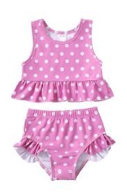 Costume da bagno Casual a due pezzi per bambine e bambine costume da bagno a righe senza maniche con foglie di <span class=keywords><strong>palma</strong></span> Bikini da spiaggia - Product Image 6