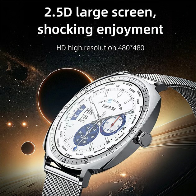 High Quality Custom Stainless Steel Watch Smart Watch Amoled Display Large Screen Smart Watch Hands-Free/Speaker