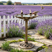 Promotion : Bain d'oiseaux d'extérieur avec support, mangeoire à oiseaux en plastique style antique pour oiseaux sauvages, décoration de jardin