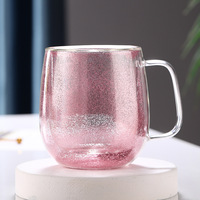 Gobelet à café double paroi en verre borosilicate de haute qualité, design moderne, couleur unie, réutilisable, alimentaire, pour les voyages