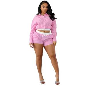 Conjunto de Dos Piezas de Punto Elástico de Manga Larga para Mujer, Estilo Formal de Verano, Transpirable, al por Mayor - Product Image 2