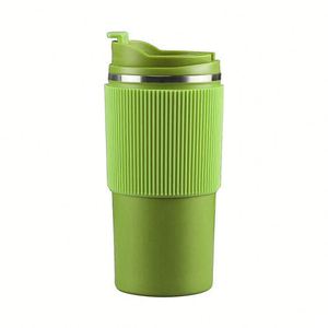 Custom Logo Double Wall Stainless Steel Coffee Travel <b>Mug</b> with Anti-slip Silicone Sleeve Vacuum <b>Insulated</b> Tumbler Flip Lid - Product Image 3