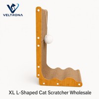 Griffoir pour chat en forme de L XL en carton ondulé avec boule de laine, mobilier pour chat d'intérieur