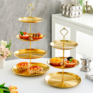 Soporte Redondo de 2 Niveles para Postres, de Acero Inoxidable Dorado, Diseño Retro de Lujo, Bandeja Multiusos para Pasteles y Aperitivos - Product Image 3