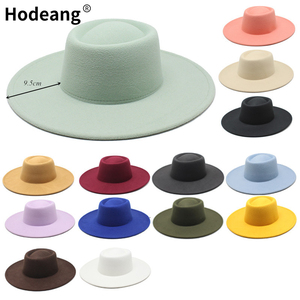 Sombrero Fedora de Ala Ancha de 9.5 cm, Sombrero Panamá de Fieltro de Lana, Estilo <span class=keywords><strong>Jazz</strong></span> - Product Image 1
