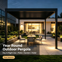Pergola bioclimatique motorisée extérieure avec toit à lames orientables, revêtement poudré, étanche, en alliage d'aluminium, pour terrasse, restaurant, hôtel, OEM