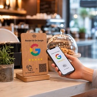 Support de table personnalisé en bois avec code QR NFC pour avis Google, plaque de présentation avec puce NTAG213 pour avis en un clic pour restaurants et hôtels
